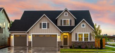 A large home at sunset